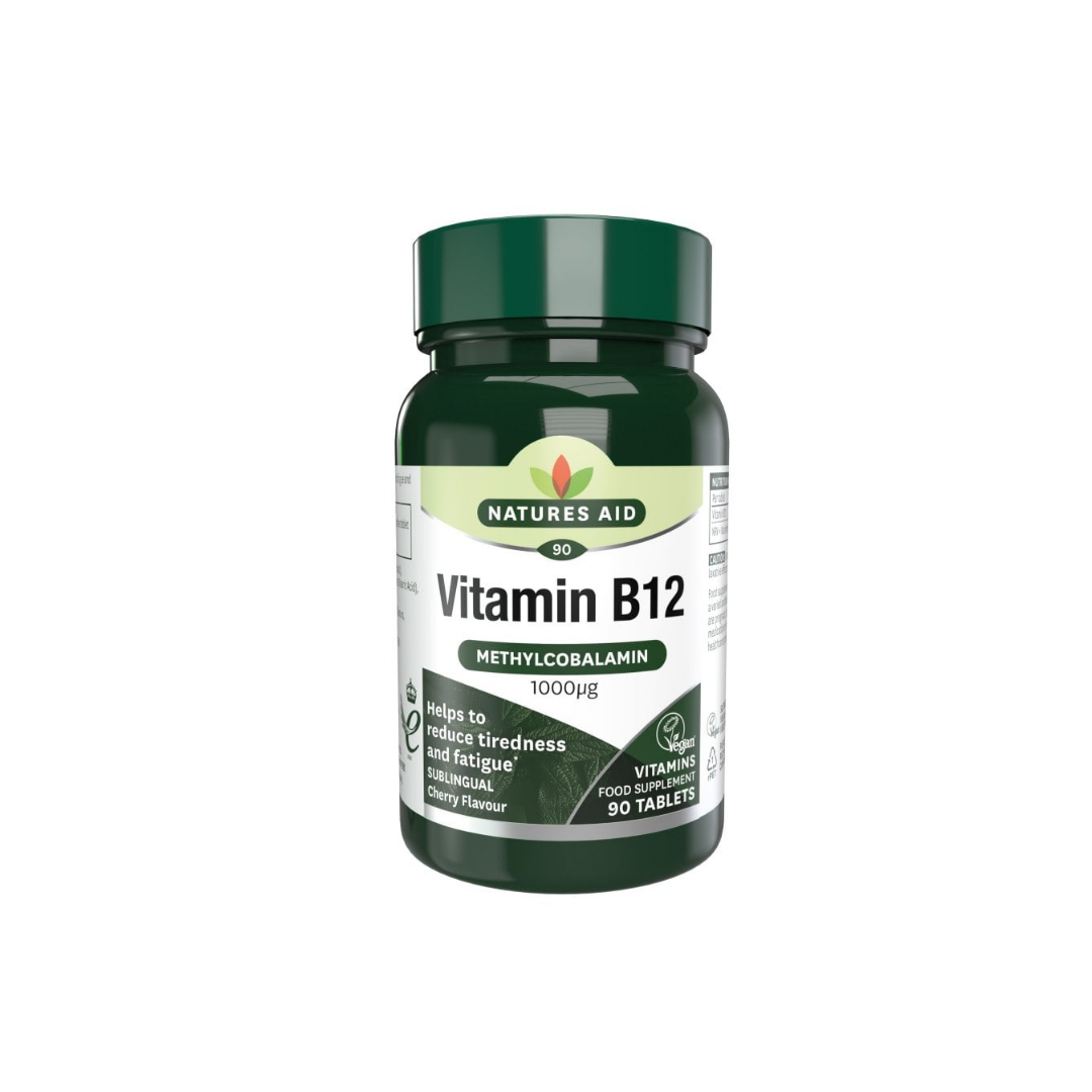 Natures Aid Vitamin B12 Sublingual Methylcobalamin 90 Tablets | Daily Supplies