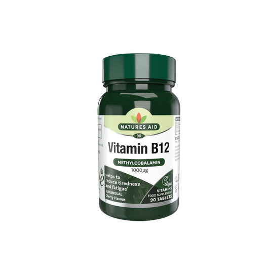 Natures Aid Vitamin B12 Sublingual Methylcobalamin 90 Tablets | Daily Supplies
