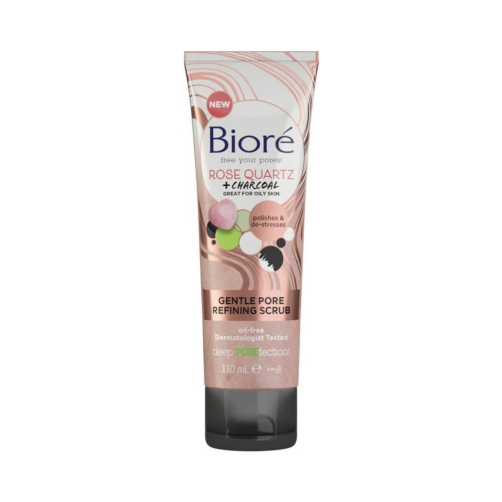 Biore Rose Quartz and Charcoal Face Scrub for Oily Skin 110 ml | Daily Supplies