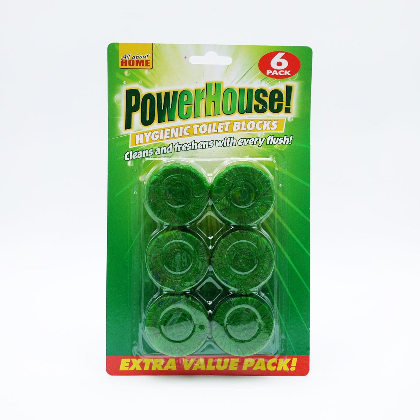 Powerhouse Hygienic Toilet Cleans with Every Flush 6 Blocks Pack | Daily Supplies