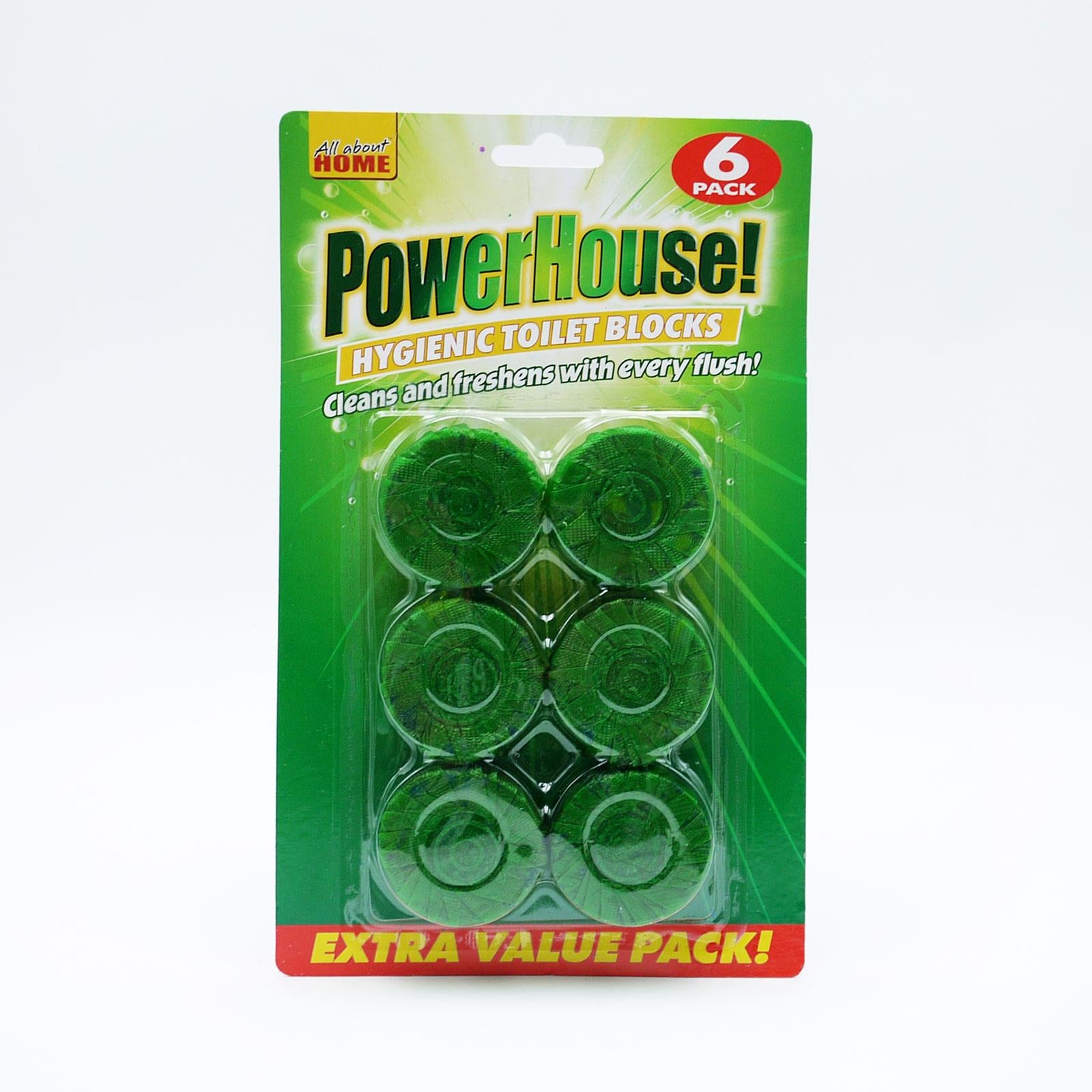 Powerhouse Hygienic Toilet Cleans with Every Flush 6 Blocks Pack | Daily Supplies