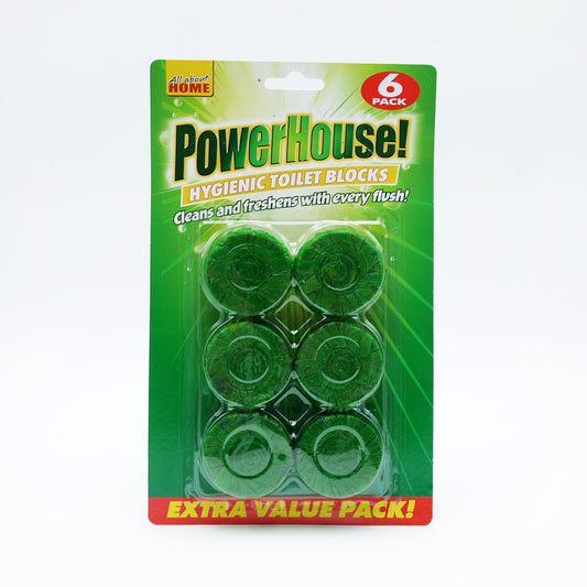 Powerhouse Hygienic Toilet Cleans with Every Flush 6 Blocks Pack | Daily Supplies