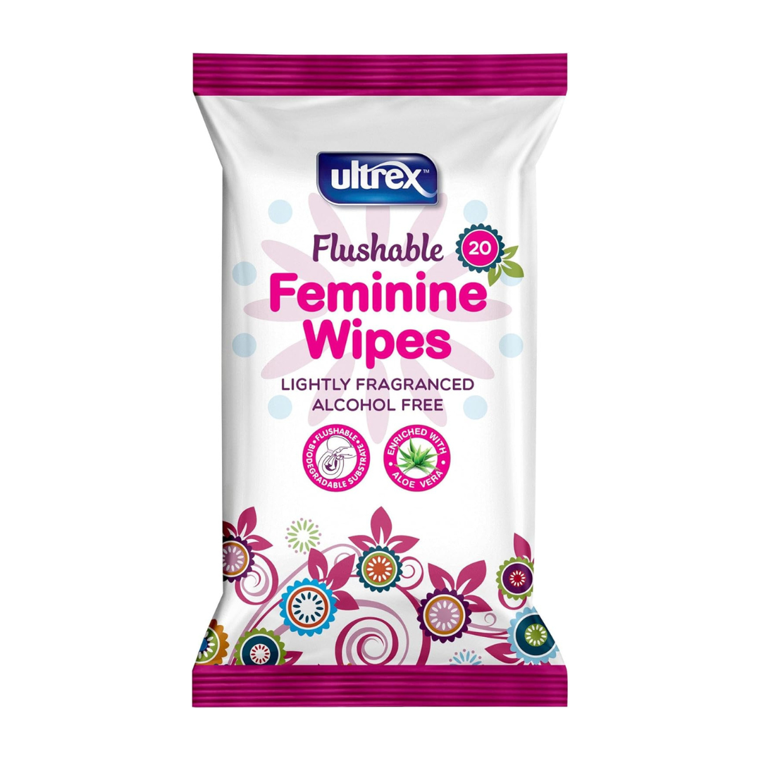 Ultrex Flushable Feminine Care Wipes 20 | Daily Supplies