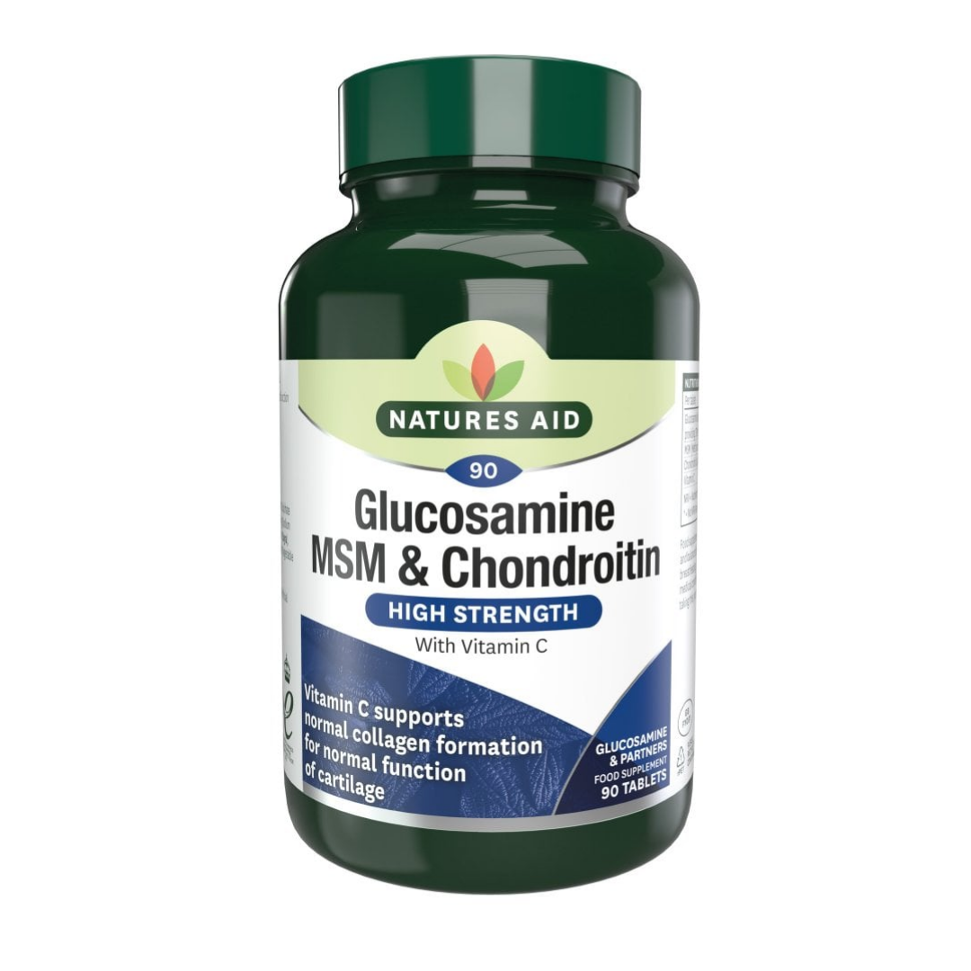 Natures Aid Glucosamine MSM & Chondroitin With Vitamin C 90 Tablets | Daily Supplies