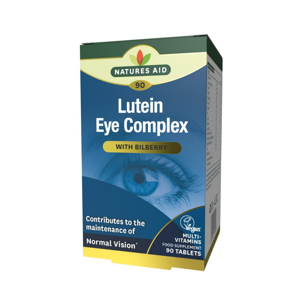 Natures Aid Lutein Eye Complex with Bilberry for Eyes 90 Tablets | Daily Supplies