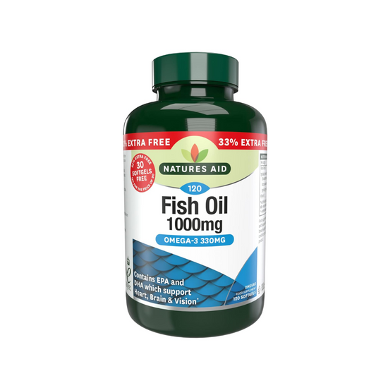Natures Aid Fish Oil 1000mg Omega-3 Supplement 120 Softgels | Daily Supplies