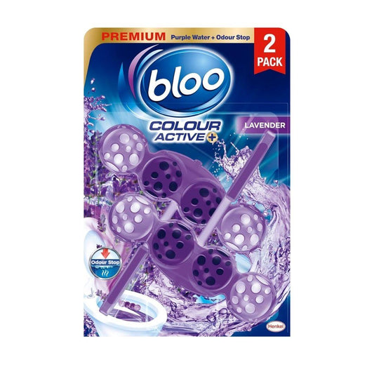 Bloo Colour Active+ Toilet Rim Block Lavender Anti-Limescale 2x50g | Daily Supplies