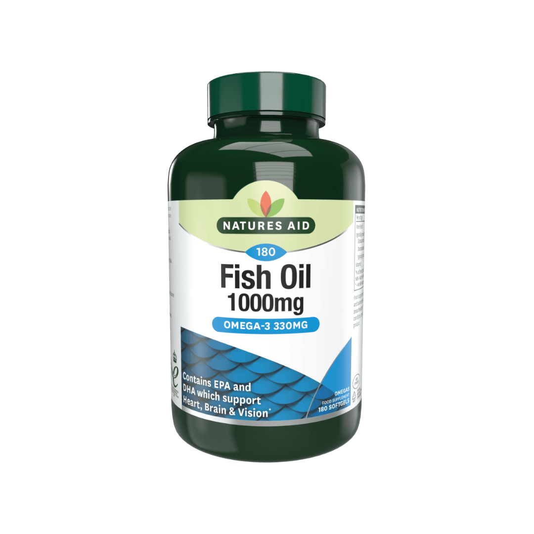 Natures Aid Fish Oil 1000mg Omega-3 330mg With EPA 180 Softgels | Daily Supplies