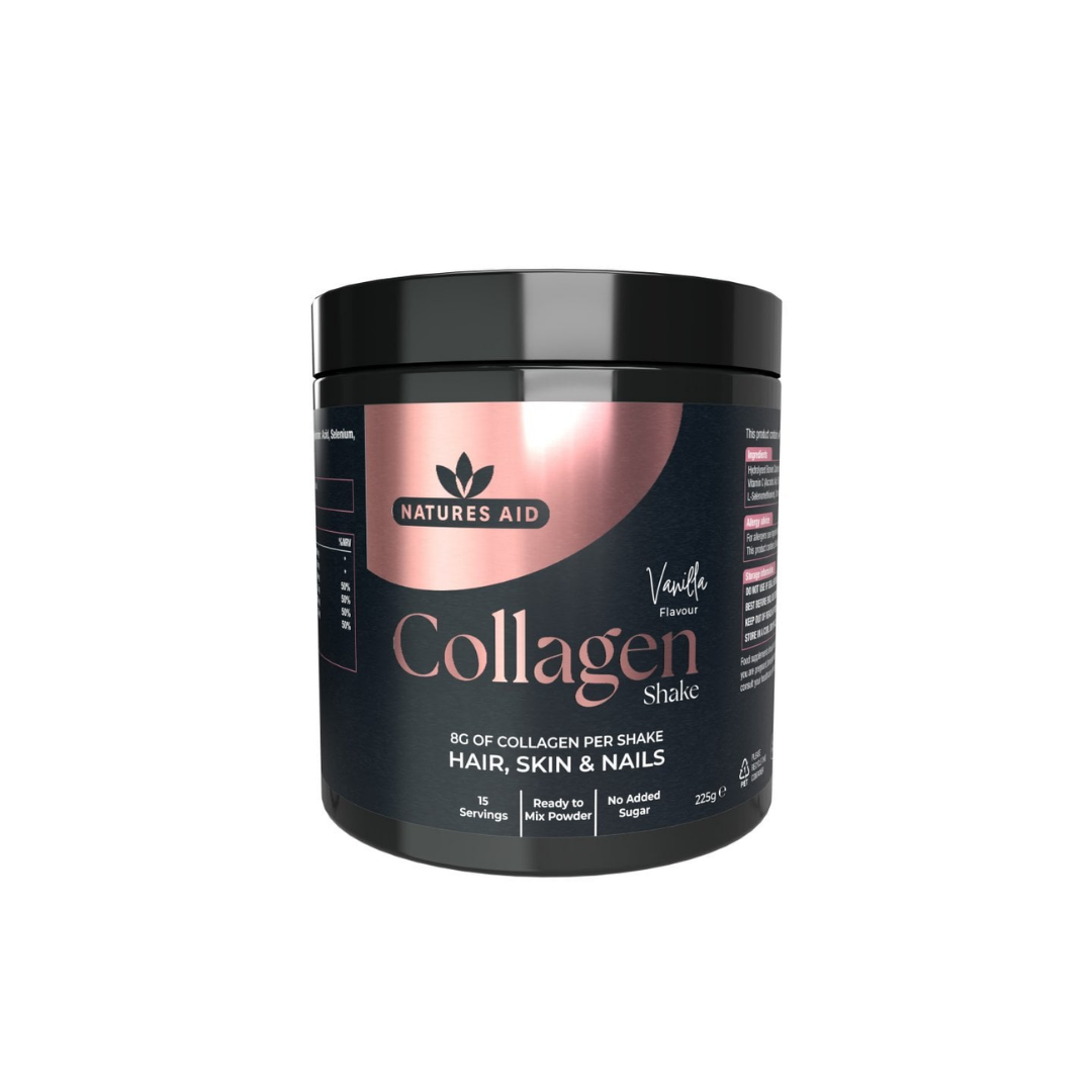 Natures Aid Collagen Shake Powder Vanilla Flavour for Hair 225g | Daily Supplies