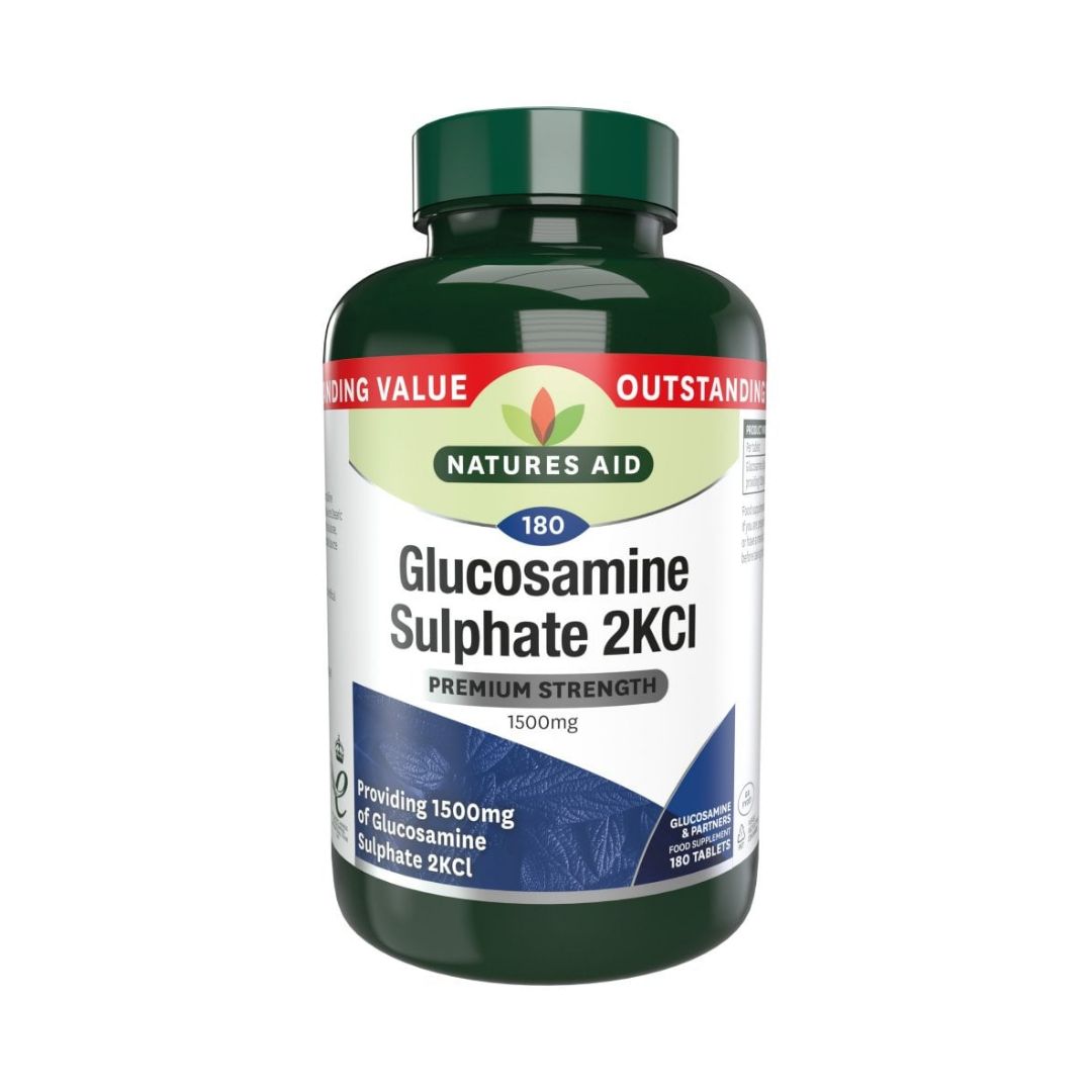 Natures Aid Glucosamine Sulphate 2KCl 1500mg 180 Tablets | Daily Supplies