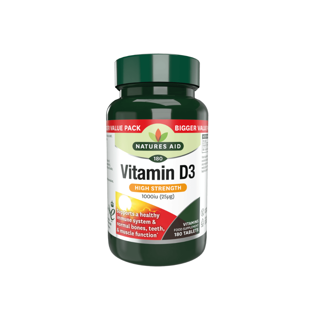 Natures Aid Vitamin D3 High Strength 1000iu 180 Tablets | Daily Supplies