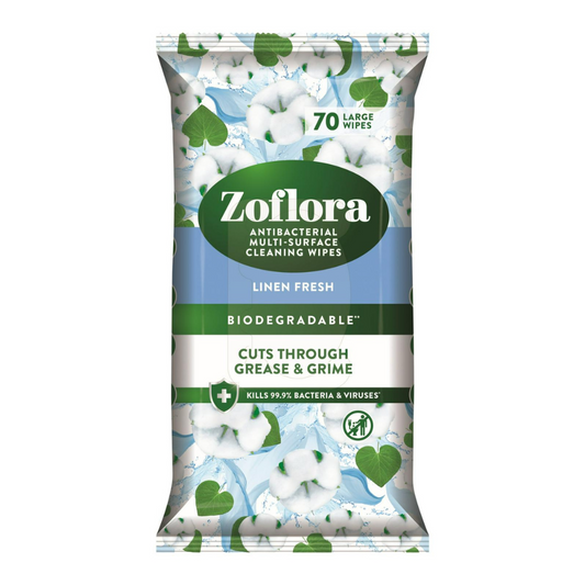 Zoflora Biodegradable Linen Fresh Multi-Surface Disinfectant Wipes 70 | Daily Supplies