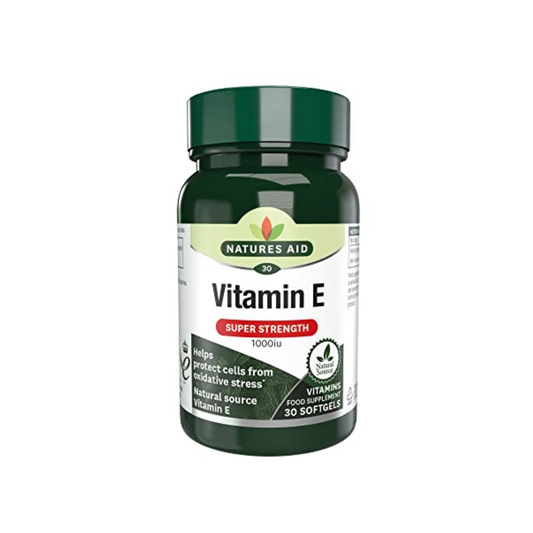Natures Aid Vitamin E 1000IU Super Strength 30 Softgels | Daily Supplies