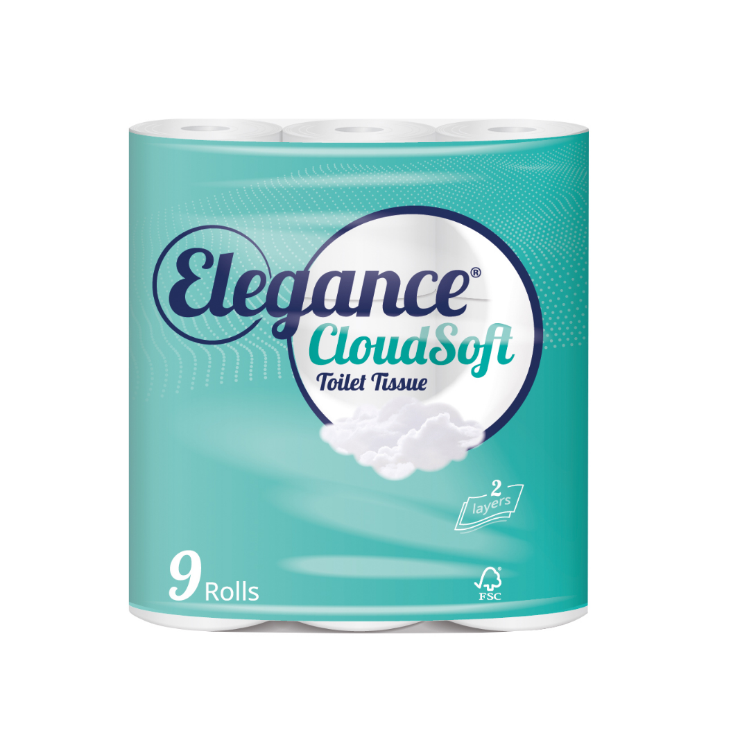 Elegance CloudSoft Toilet Tissue Rolls 2 Ply 9 Rolls | Daily Supplies