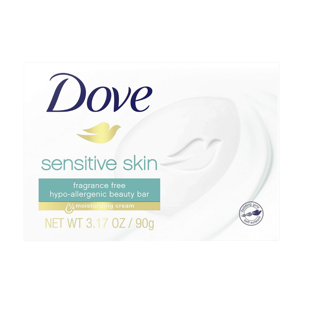 Dove Sensitive Skin Beauty Bar Soap Fragrance Free 4 x 90g | Daily Supplies