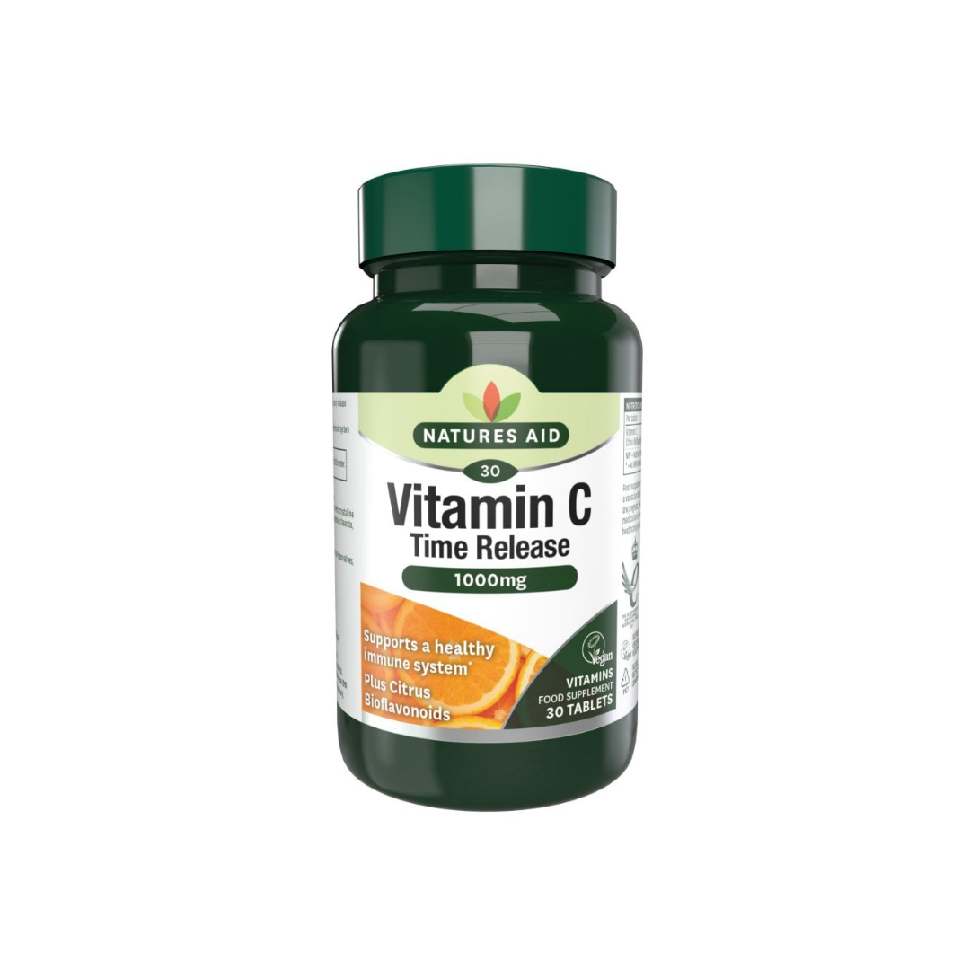 Natures Aid Vitamin C 1000mg Time Release Vegan 30 Tablets | Daily Supplies