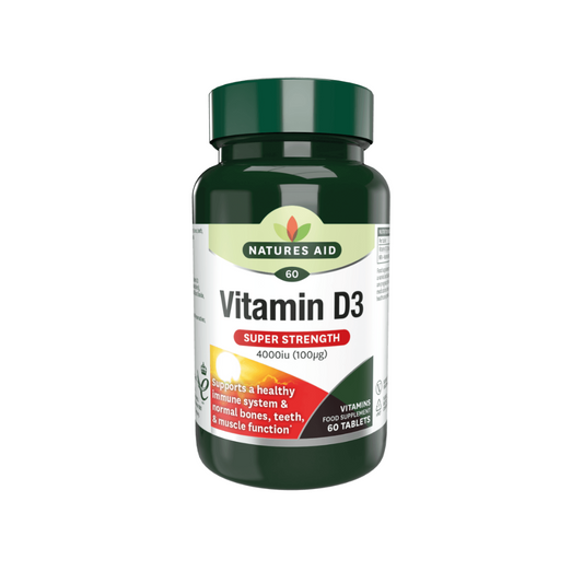 Natures Aid Vitamin D3 Super Strength 4000IU 60 Tablets | Daily Supplies