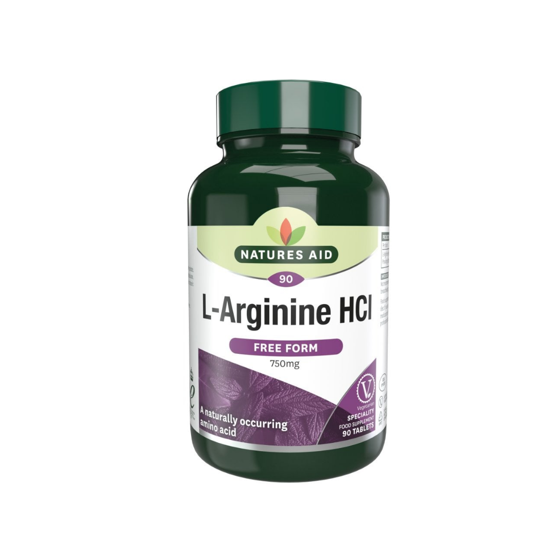 Natures Aid L-Arginine HCl Free Form 750mg 90 Tablets | Daily Supplies