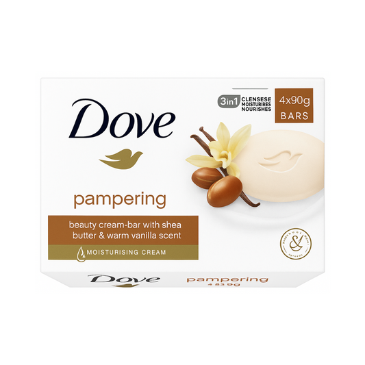 Dove Pampering Shea Butter & Vanilla Scented Soap Bars 4 x 90g | Daily Supplies