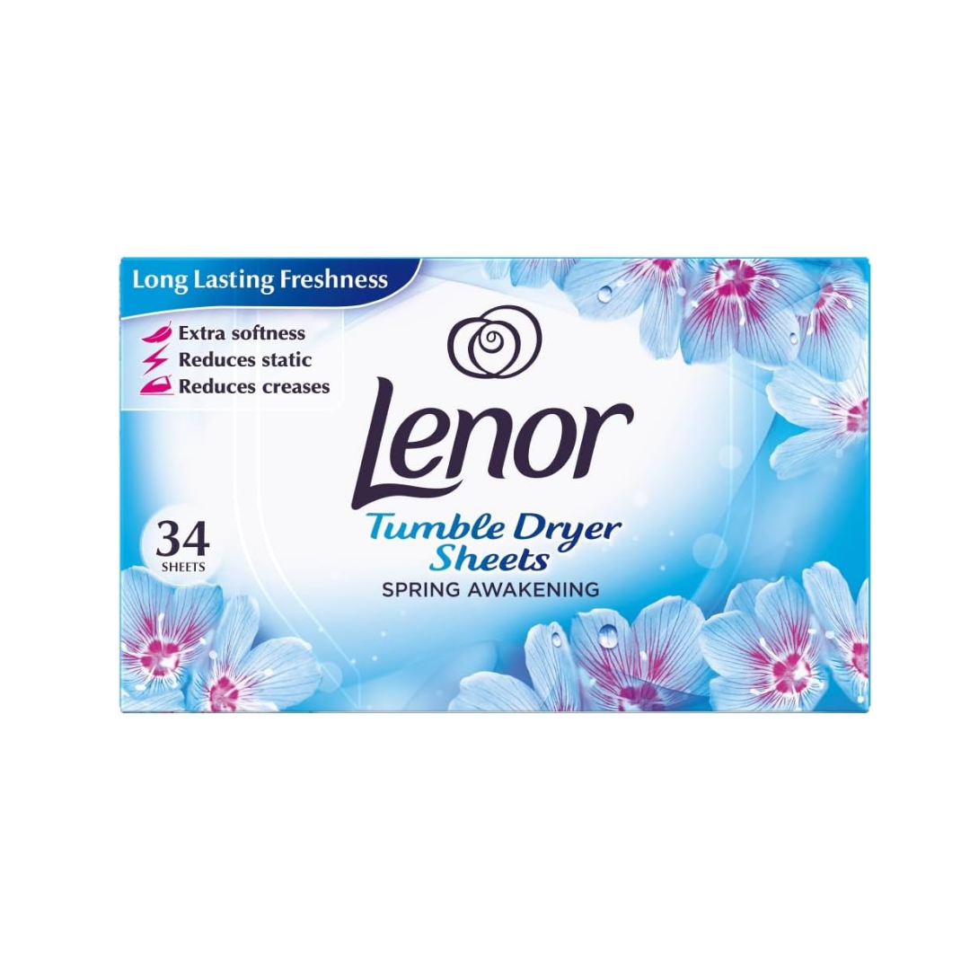 Lenor Tumble Dryer Sheets Spring Awakening Softens Fabric 34 Sheets | Daily Supplies