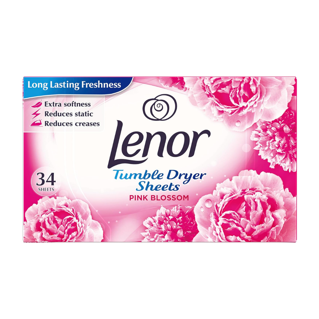Lenor Tumble Dryer Sheets with Pink Blossom Scent 34 Sheets | Daily Supplies