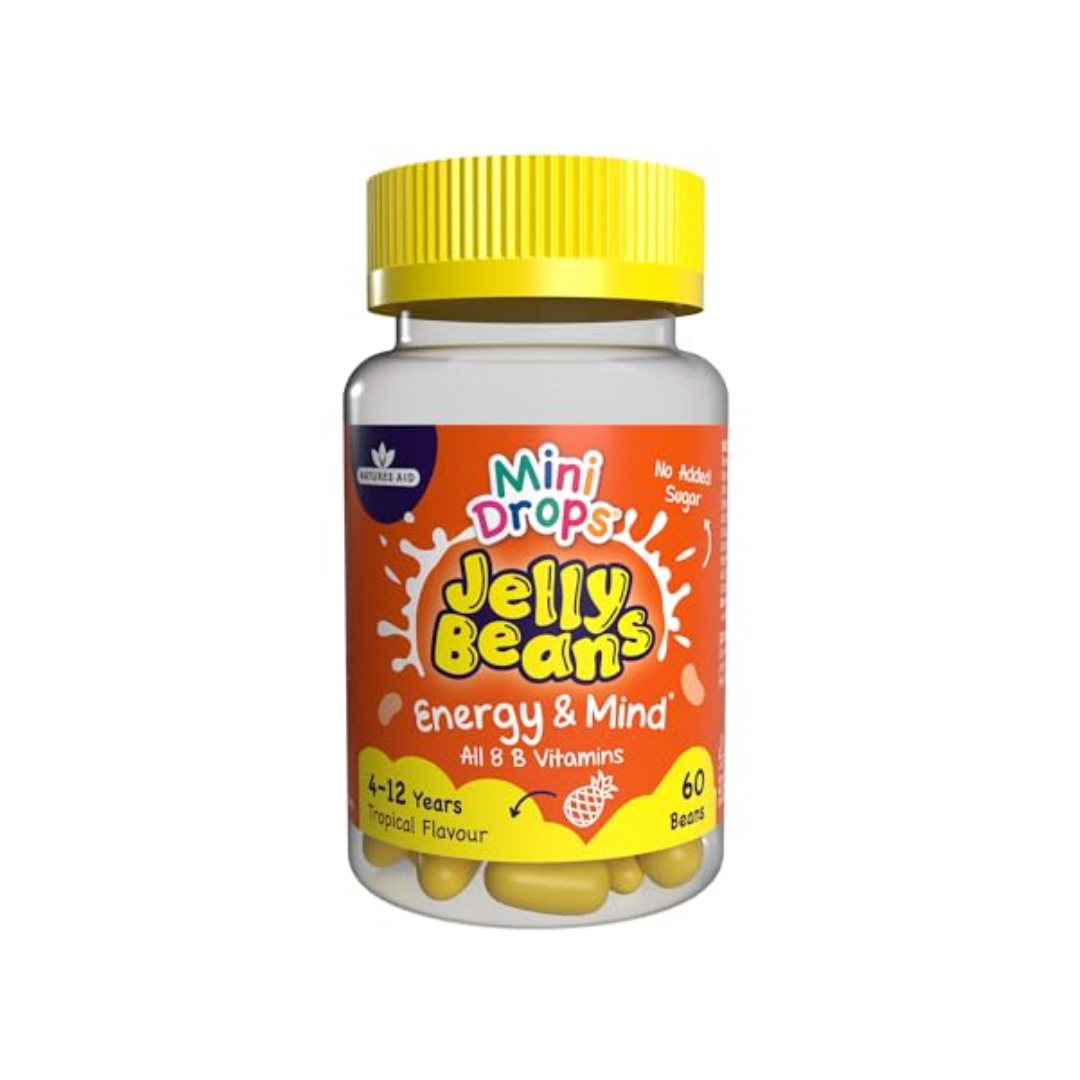Natures Aid Mini Drops Jelly Beans Energy & Mind for Kids 60 Beans | Daily Supplies