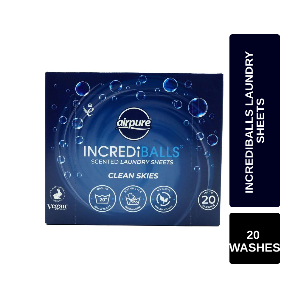 Airpure Incrediballs Laundry Sheets Clean Skies 20 Washes | Daily Supplies