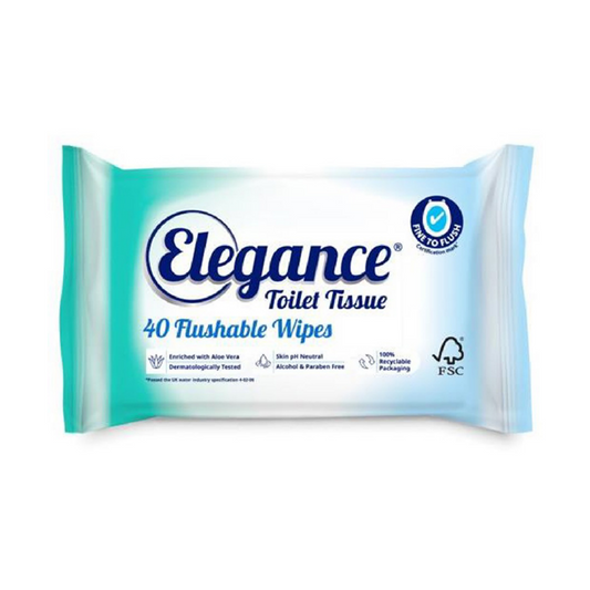 Elegance Flushable Wipes with Aloe Vera Fine to Flush 40 Wipes | Daily Supplies