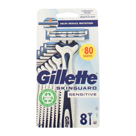 Gillette SkinGuard Razors Sensitive Skin 8 Count Upto 80 Shaves | Daily Supplies