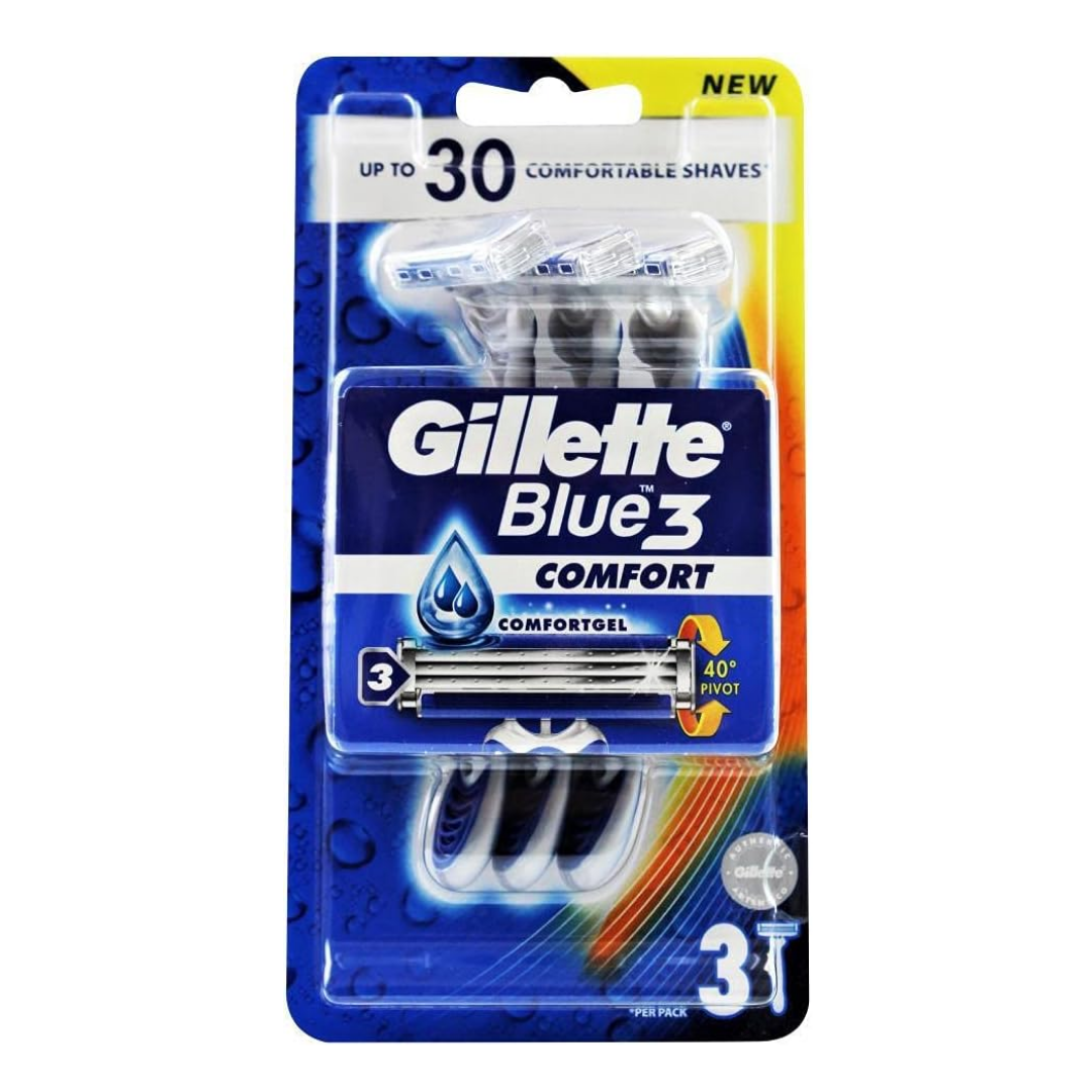 Gillette Blue 3 Comfort Disposable Razors for Men Shave 3 Razors | Daily Supplies