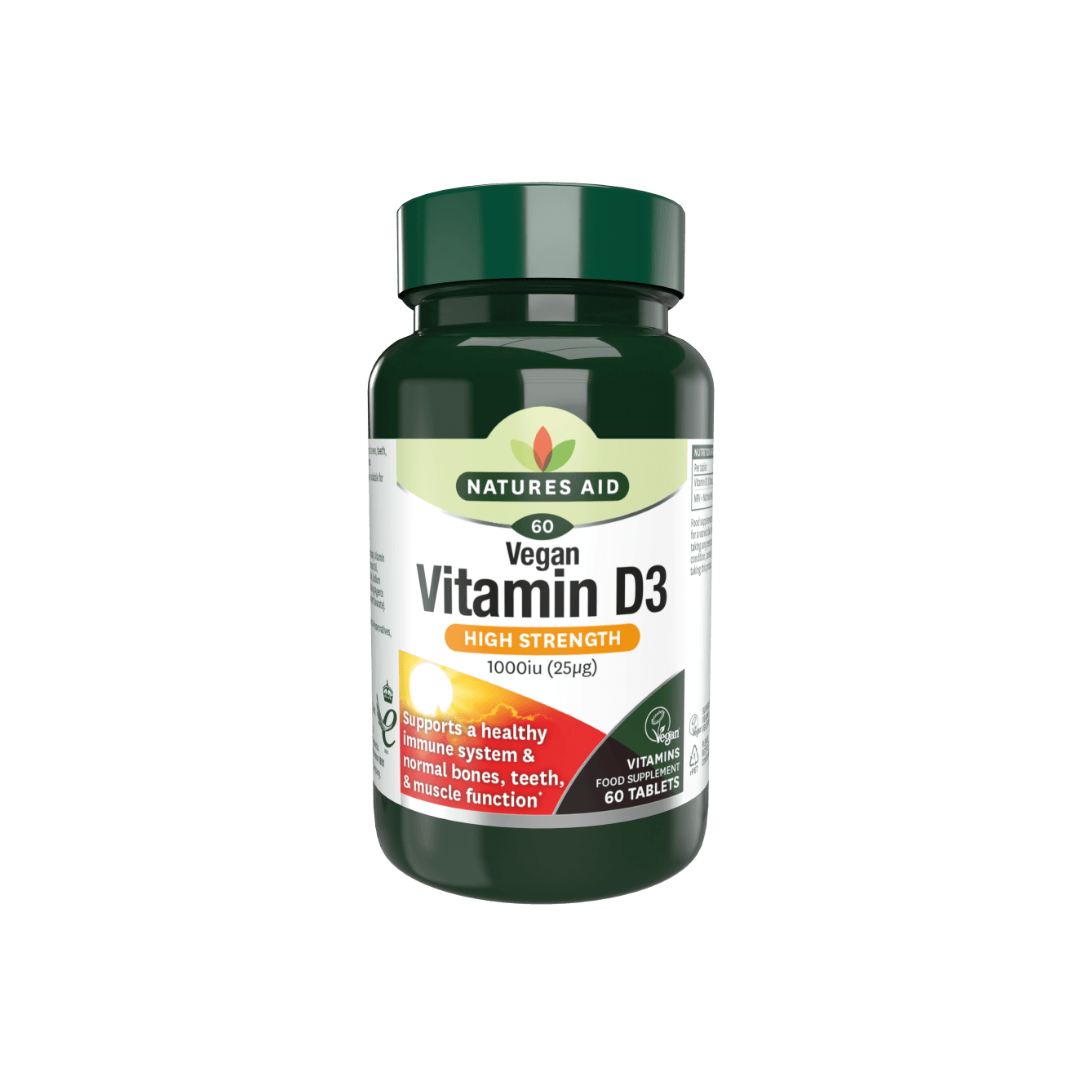 Natures Aid Vegan Vitamin D3 1000IU for Immune System 60 Tablets | Daily Supplies