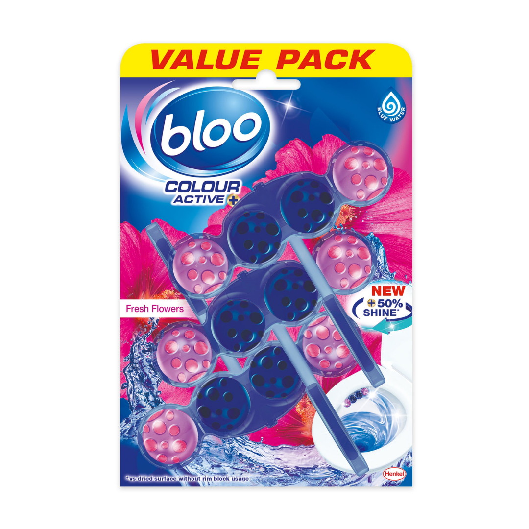 Bloo Colour Active Fresh Flowers Toilet Rim Blocks 3x50g | Daily Supplies