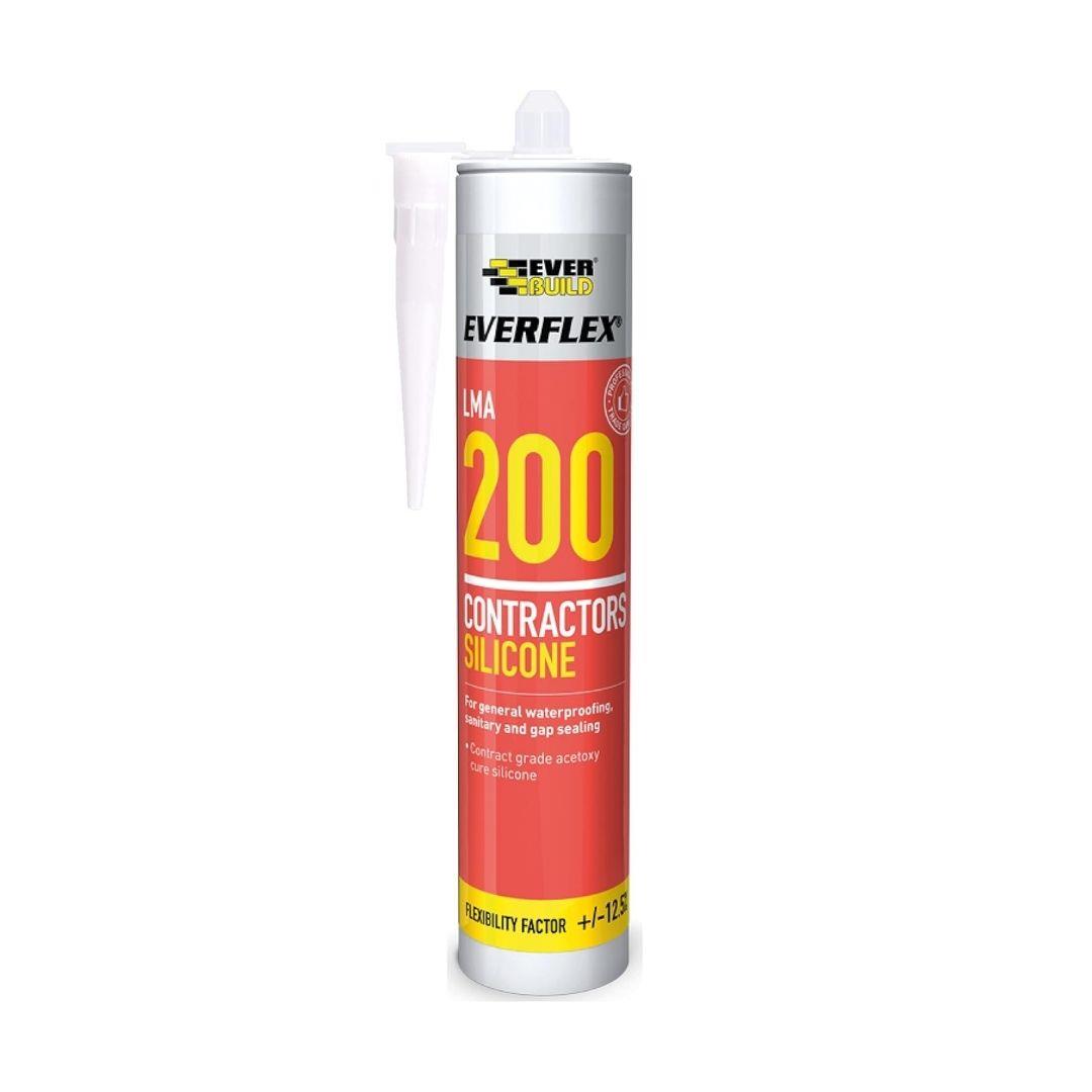 Everbuild Everflex 200 Transparent Silicone Sealant Waterproof 295ML | Daily Supplies