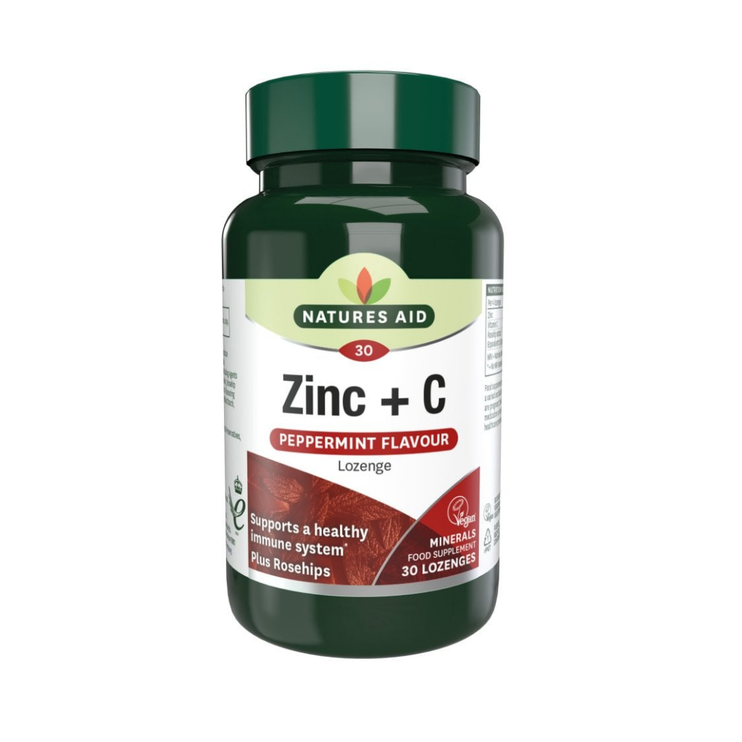 Natures Aid Zinc & Vitamin C Lozenges with Rosehip 30 Lozenges | Daily Supplies