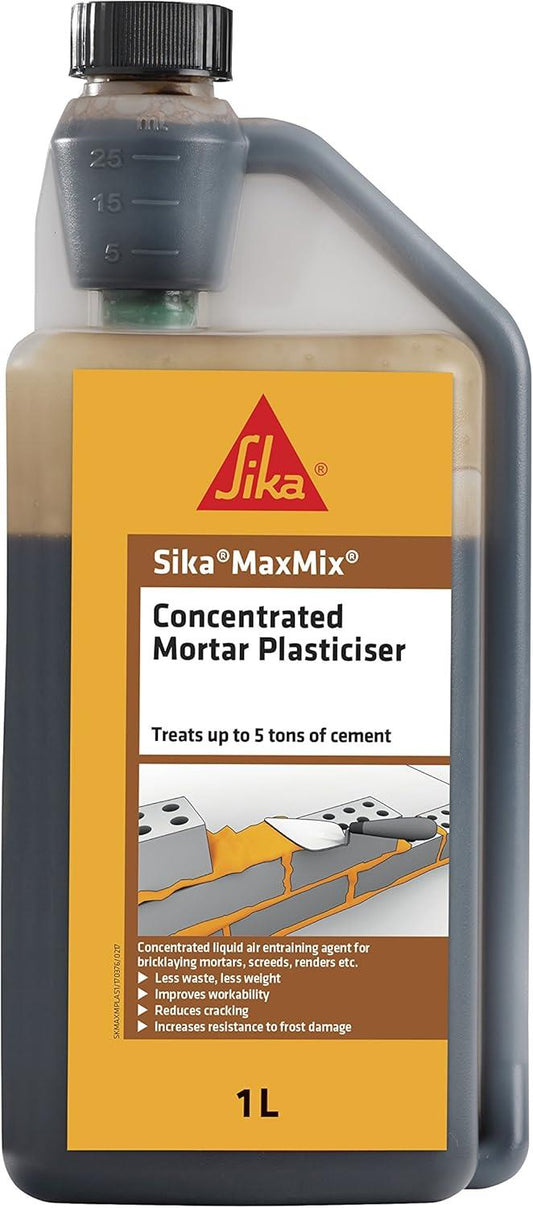Sika MaxMix Plasticiser Liquid Mortar Improver Brown 1L | Daily Supplies