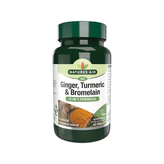 Natures Aid Ginger Turmeric & Bromelain Botanical Blend 60 Tablets | Daily Supplies