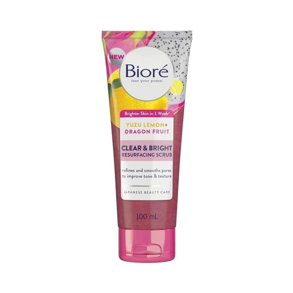 Biore Clear & Bright Yuzu Lemon + Dragon Fruit Scrub 100ml | Daily Supplies