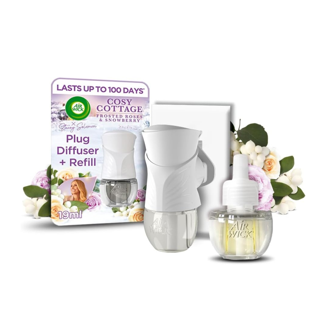 Air Wick Cosy Cottage Frosted Roses & Snowberry Plug-In Diffuser Kit with Refill 19ml | Daily Supplies
