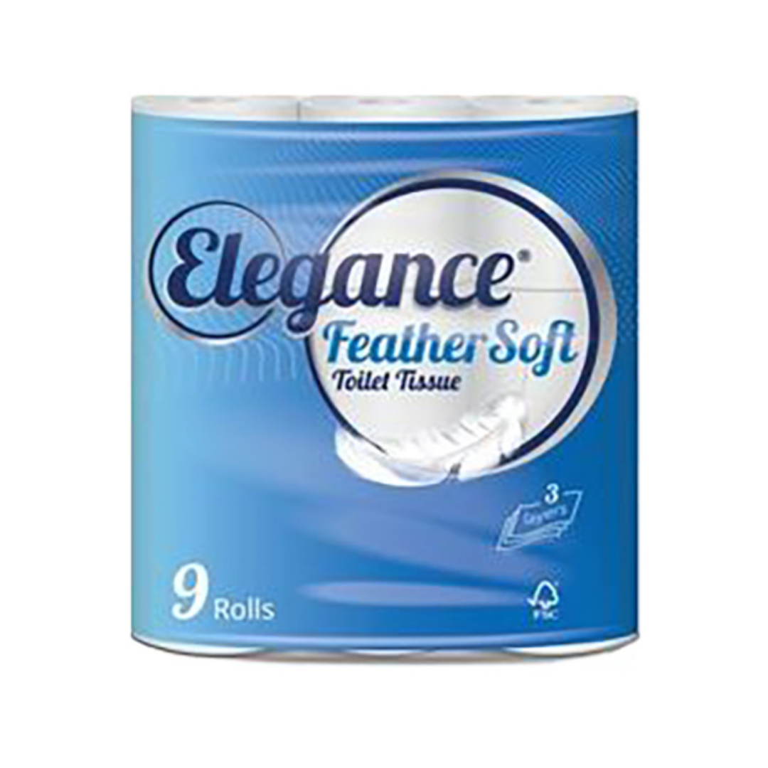 Elegance Feather Soft Toilet Tissue Rolls 3 Ply 9 Rolls | Daily Supplies