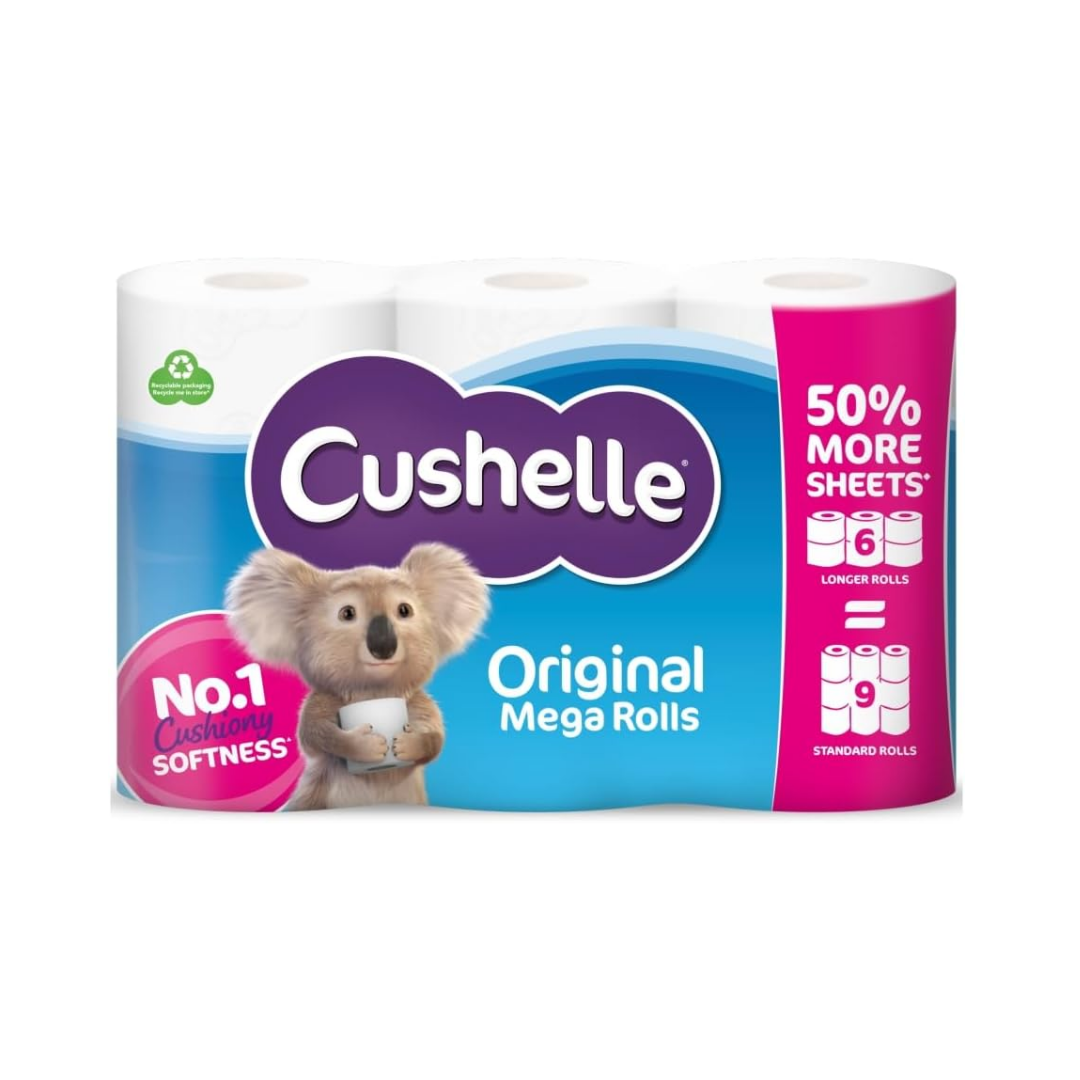 Cushelle Original Mega Rolls Longer Toilet Sheets 6 Rolls | Daily Supplies