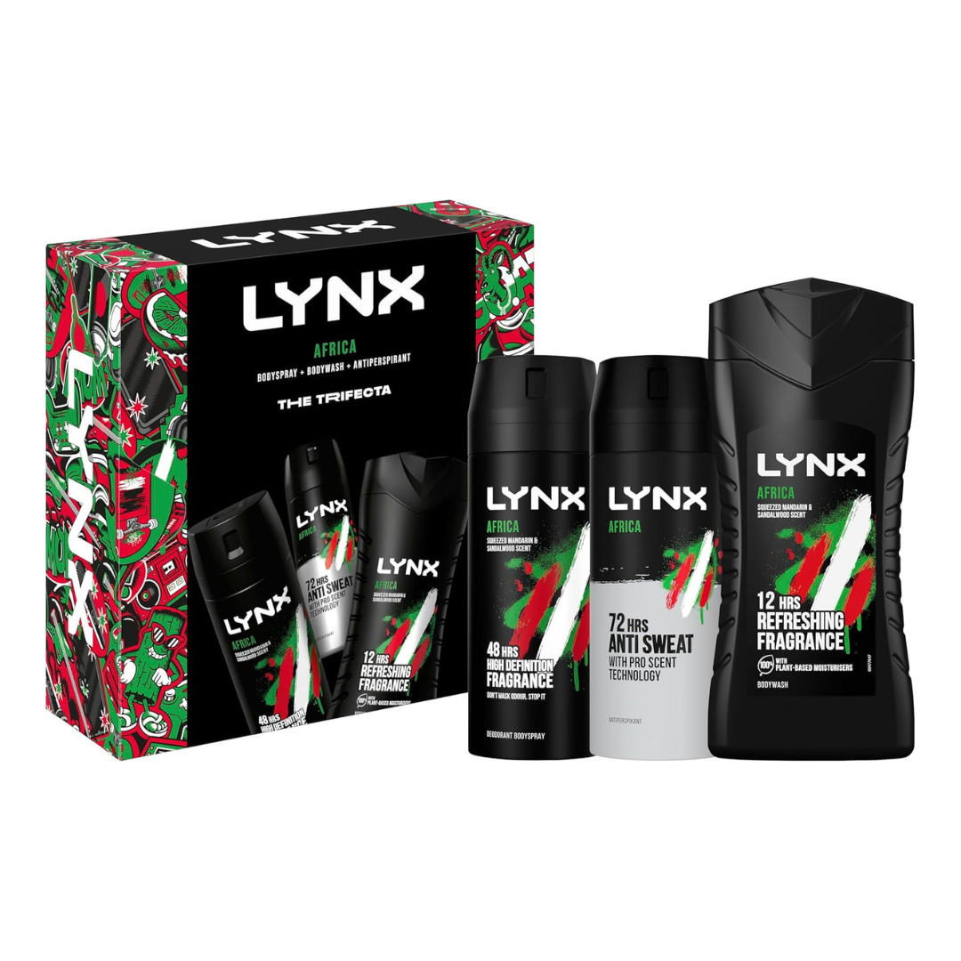 Lynx Africa Trifecta Gift Set – Body Spray, Body Wash & Antiperspirant | Daily Supplies