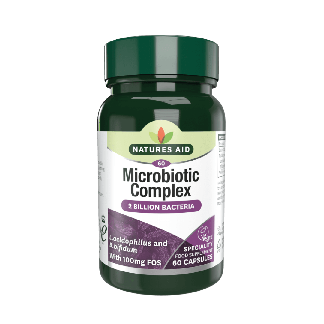 Natures Aid Microbiotic Complex with B.Bifidum & FOS 60 Capsules | Daily Supplies