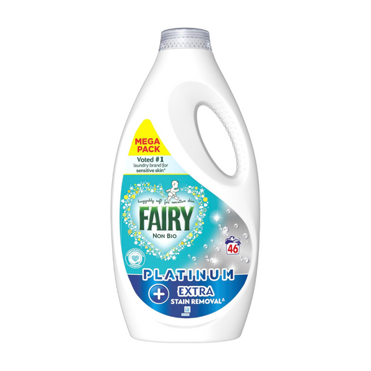 Fairy Platinum Non-Bio Liquid Stain Remover Mega Pack 46 Washes | Daily Supplies