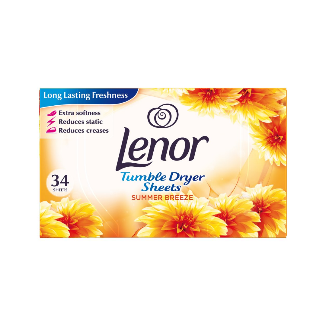 Lenor Tumble Dryer Sheets Summer Breeze Scent 34 Sheets | Daily Supplies