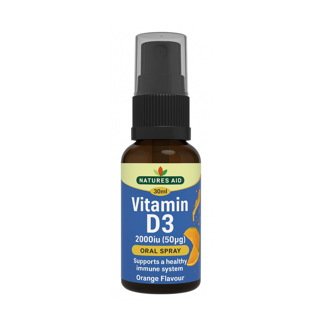 Natures Aid Vitamin D3 2000IU Oral Spray for Immune System 30ml | Daily Supplies