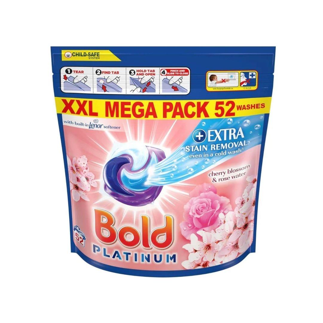 Bold EXTRA All-In-1 Platinum Washing Pods Cherry Blossom & Rose Water 52 Washes | Daily Supplies