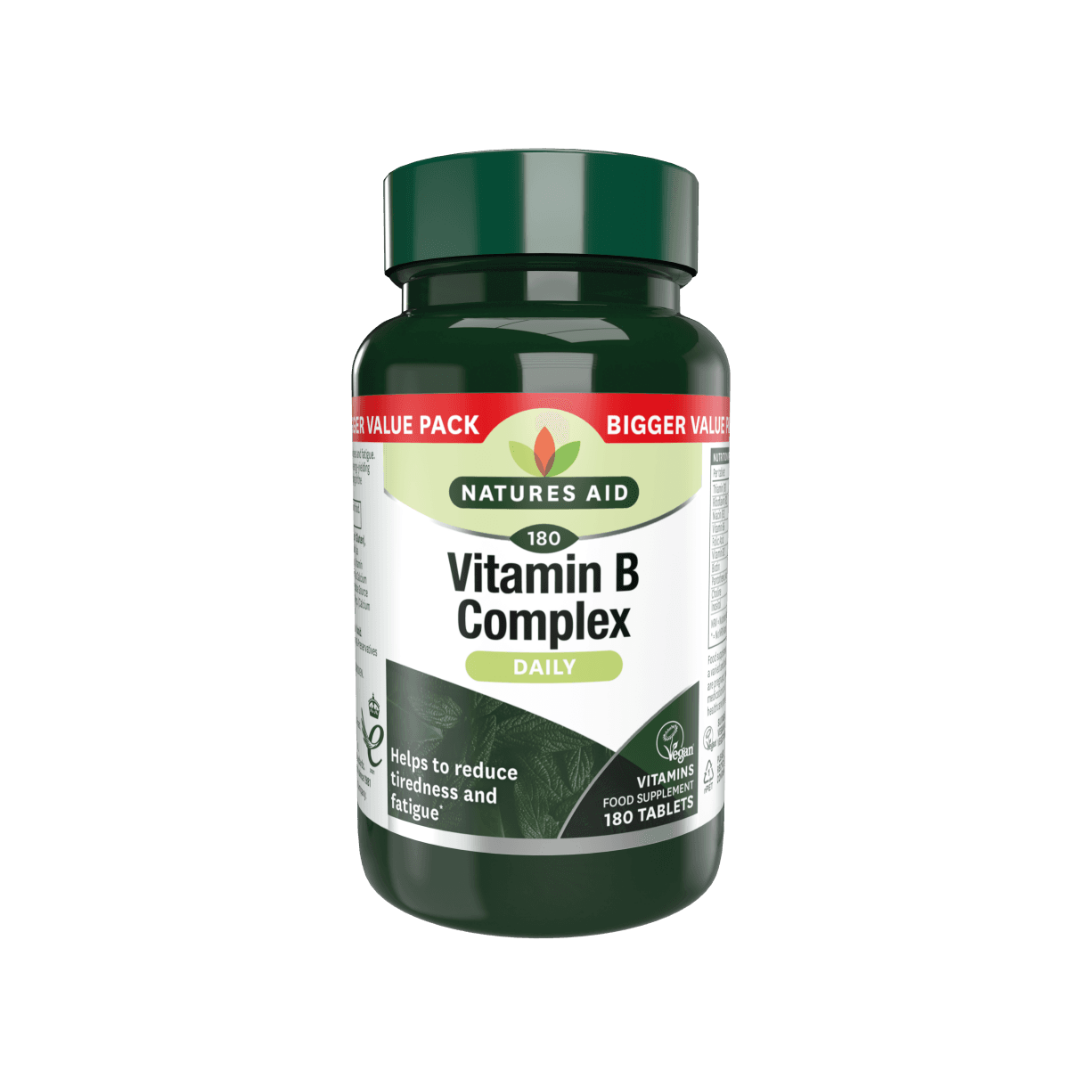 Natures Aid Vitamin B Complex Daily to Reduce Fatigue 180 Tablets | Daily Supplies