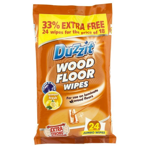 Duzzit Wood Floor Wipes Fresh Lemon 24 Wipes | Daily Supplies